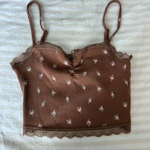 Brown Floral Tank Top